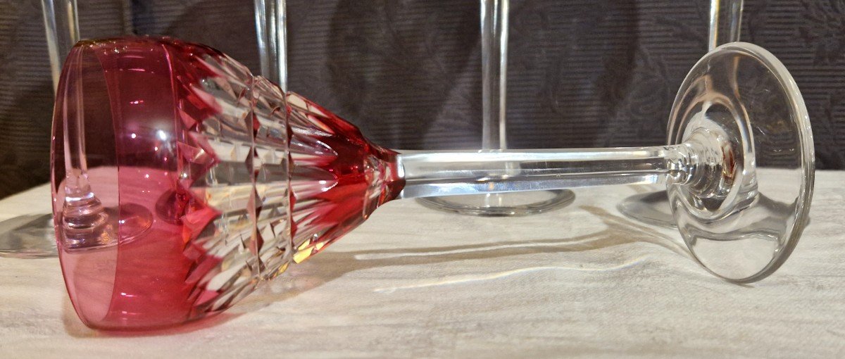 5 Val Saint Lambert Crystal Wine Glasses-photo-7