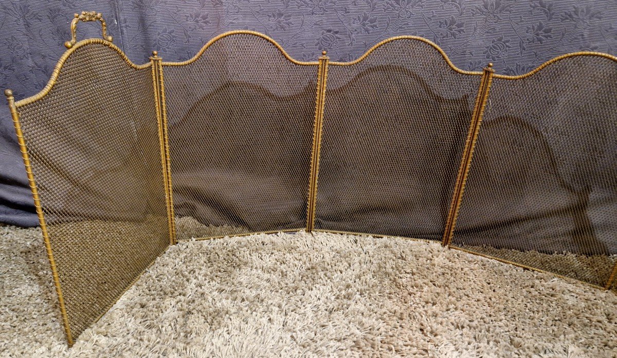 5-leaf Brass Fire Screen-photo-4