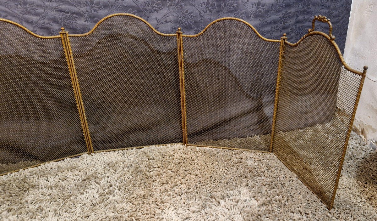 5-leaf Brass Fire Screen-photo-5