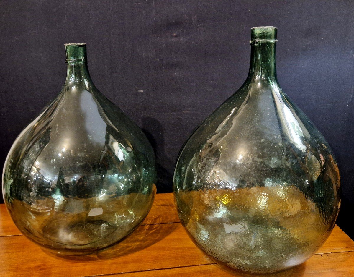 Set Of 2 Dame Jeanne/glass Carboys -photo-2