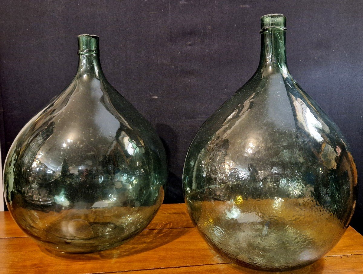 Set Of 2 Dame Jeanne/glass Carboys 