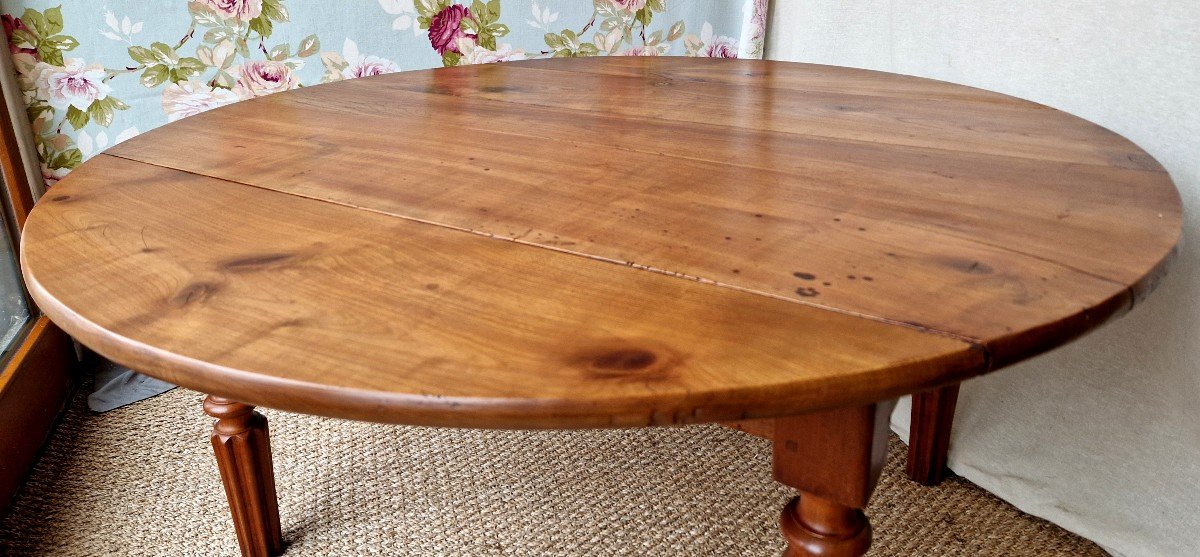 Table Basse Ronde En Merisier-photo-3