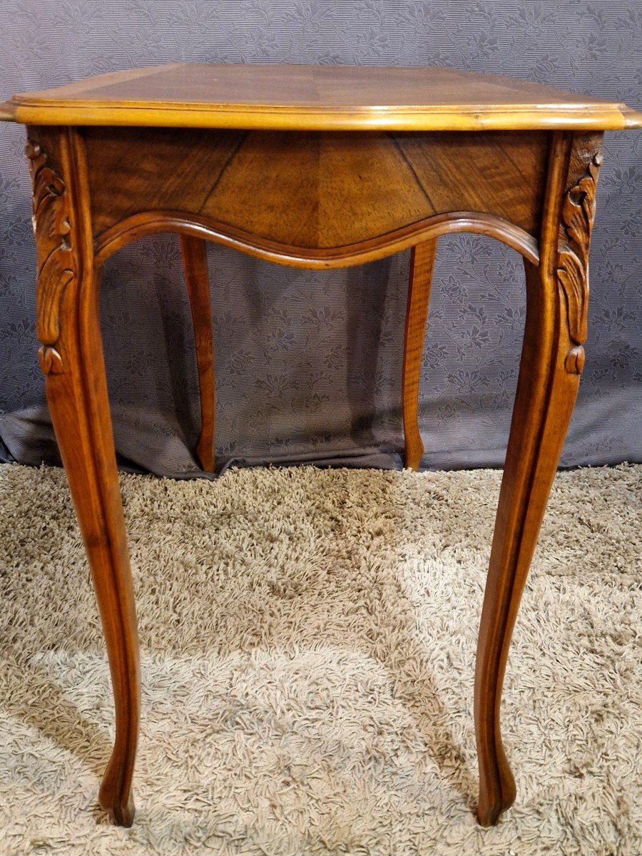 Walnut Veneer Side Table-photo-3