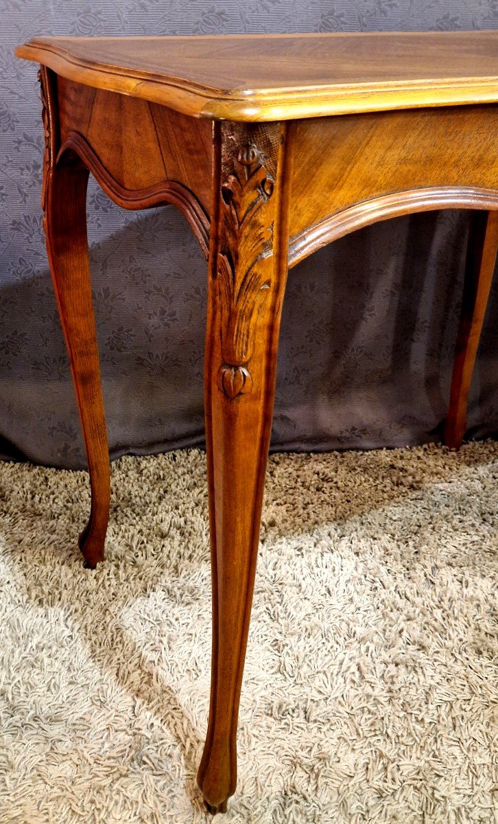 Walnut Veneer Side Table-photo-4