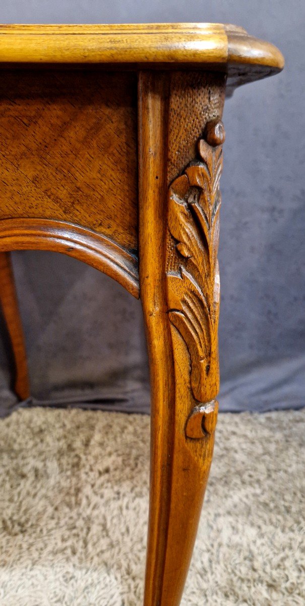 Walnut Veneer Side Table-photo-5