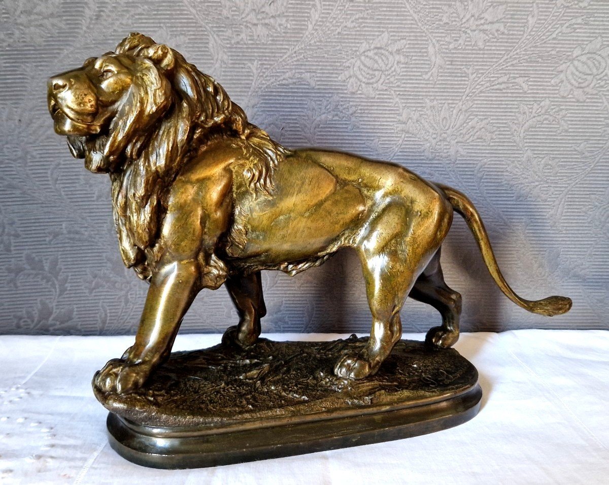 Lion In Regul By Prosper Lecourtier (1855-1924)