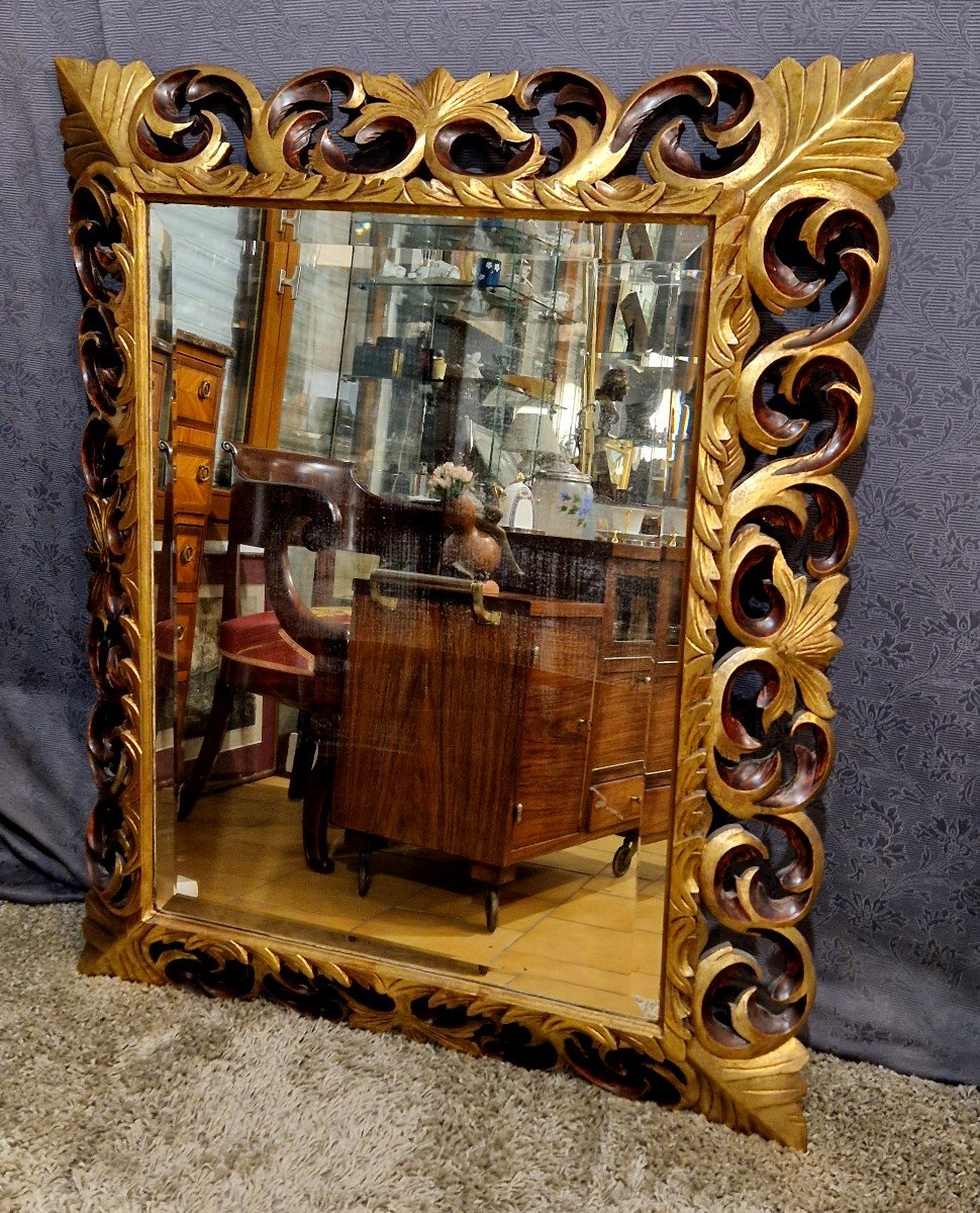 Rocaille Mirror In Gilded Wood-photo-3