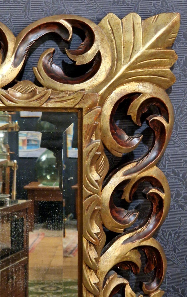 Rocaille Mirror In Gilded Wood-photo-1