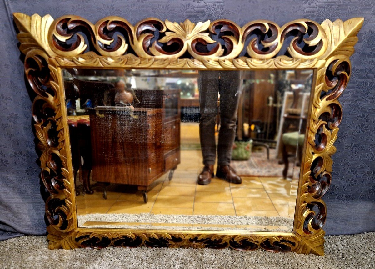 Rocaille Mirror In Gilded Wood-photo-2