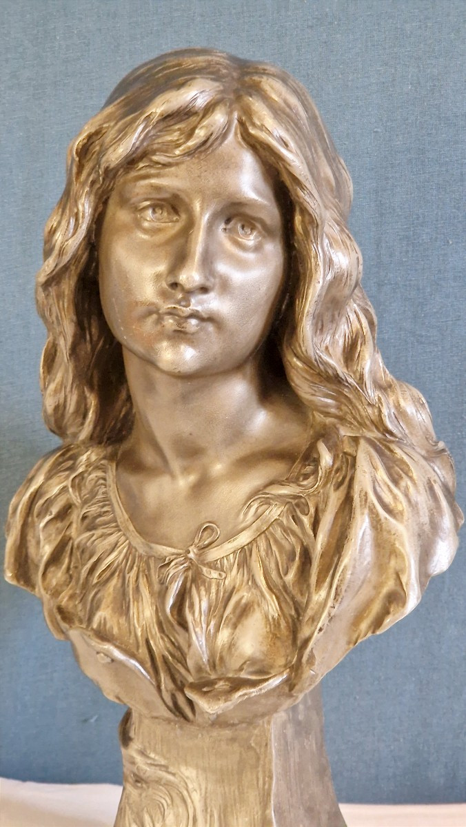 Art Nouveau Bust Signed Paul Eugène Mengin (1853-1937).-photo-4