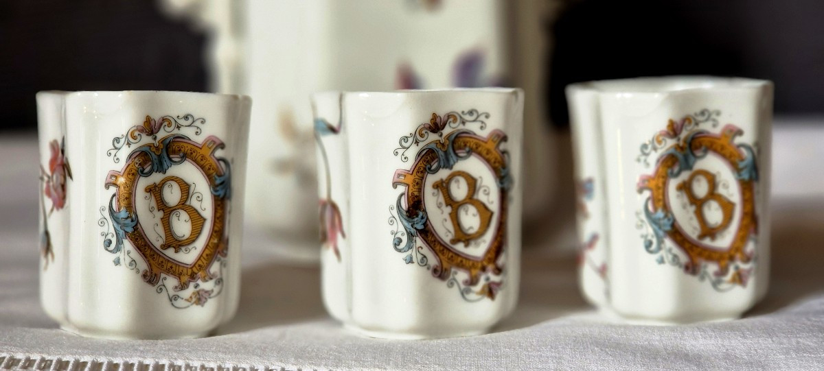 Haviland Limoges Set Of Sugar Bowl And 3 Cups-photo-2