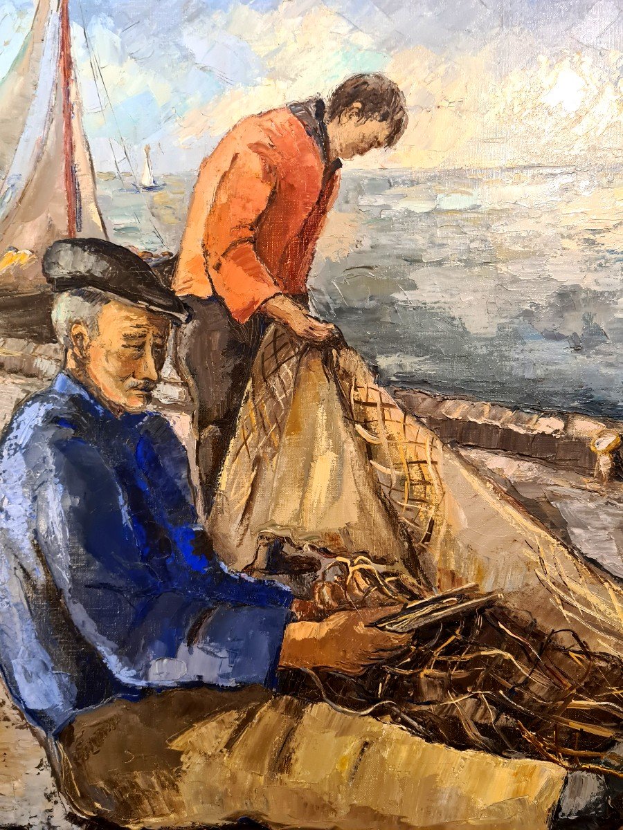 Fishermen And Fishing Nets By Lucienne Bosquet (1910-1990)-photo-2