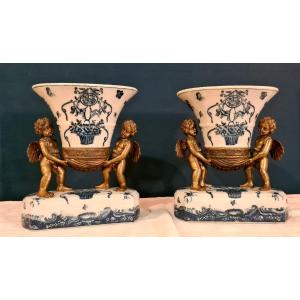 Pair Of Twentieth Table Center Vases