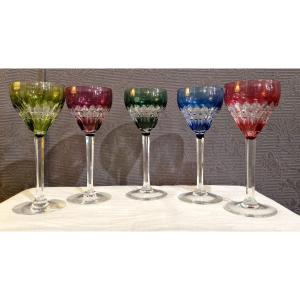 5 Verres En Cristal De Val Saint Lambert 