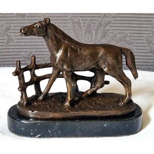 Cheval à La Barrière En Bronze Pierre Jules Mêne (1810-1879)