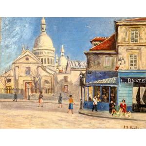 Huile De Adrien Raphael  Noulin - Montmartre