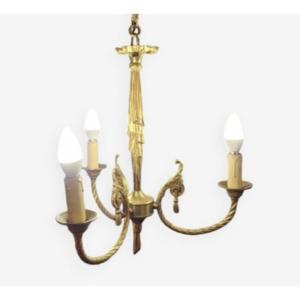 3-light Chandelier In Gilded Bronze