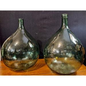 Set Of 2 Dame Jeanne/glass Carboys 