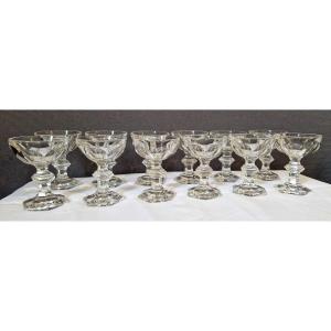 12 Baccarat Harcourt Model Cut Crystal Champagne Glasses