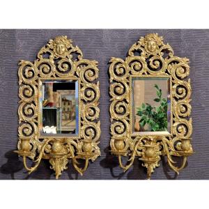 Pair Of Gilt Bronze Wall Mirrors From The Late 19th Century