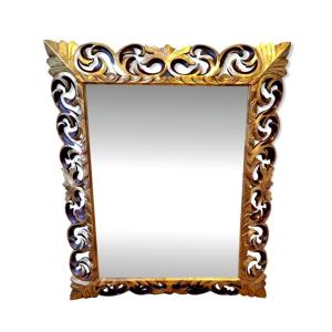 Miroir Rocaille En Bois Doré