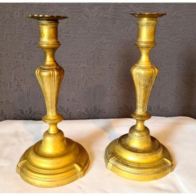 Pair Of Chiseled Candlesticks