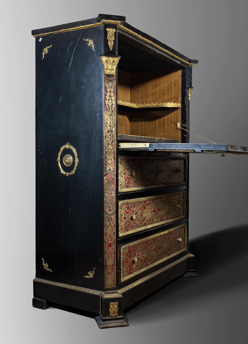 Boulle Secretary From The Second Half Of The 19th Century-photo-2