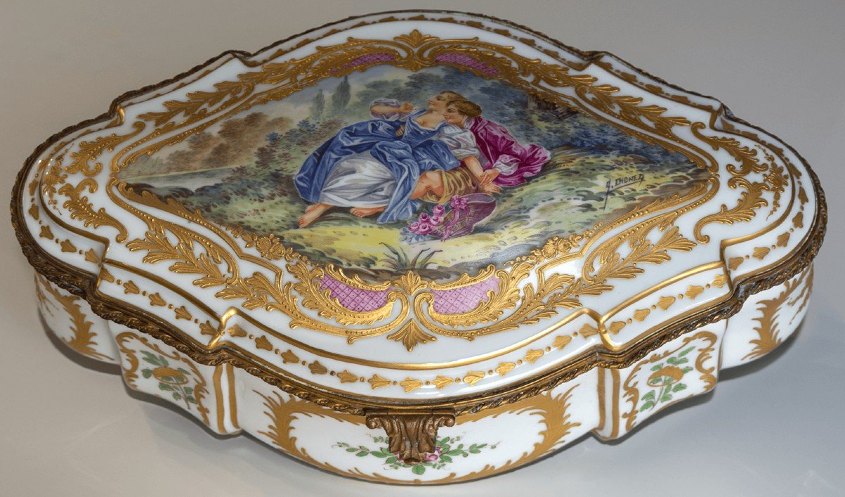 Large Sevres Style Porcelain Box, Late Nineteenth Century.