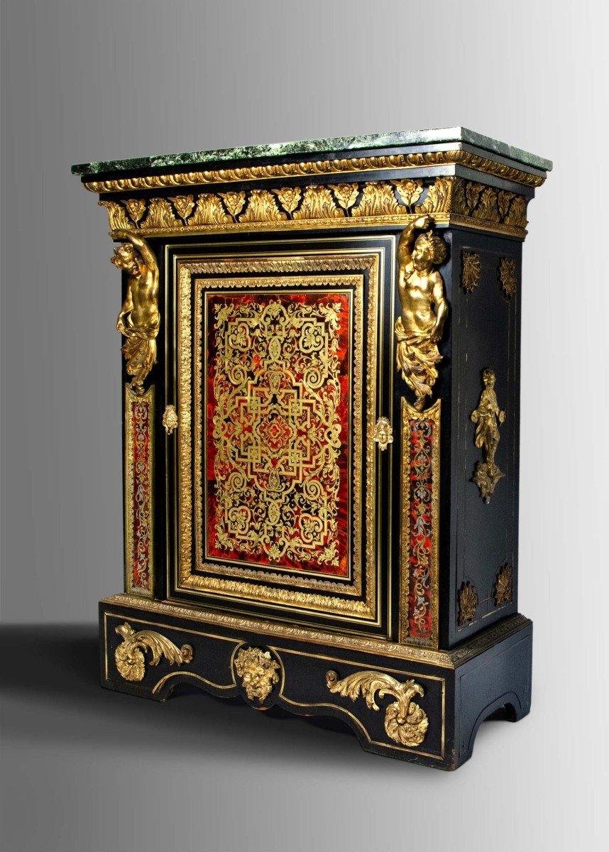 Cabinet Massive Boulle  Monbro, Milieu Du XIXe Siècle .-photo-2