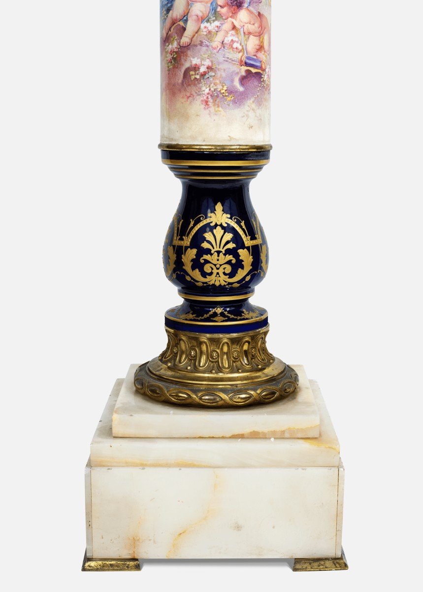 Sèvres Style Pedestal 117 Cm, Second Half Of The 19th Century.-photo-6