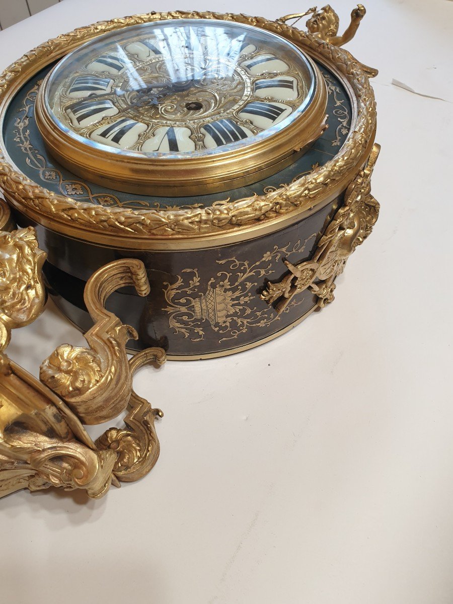 Boulle Wall Clock (bolle Clock) Regency Style, 19th Century. -photo-2