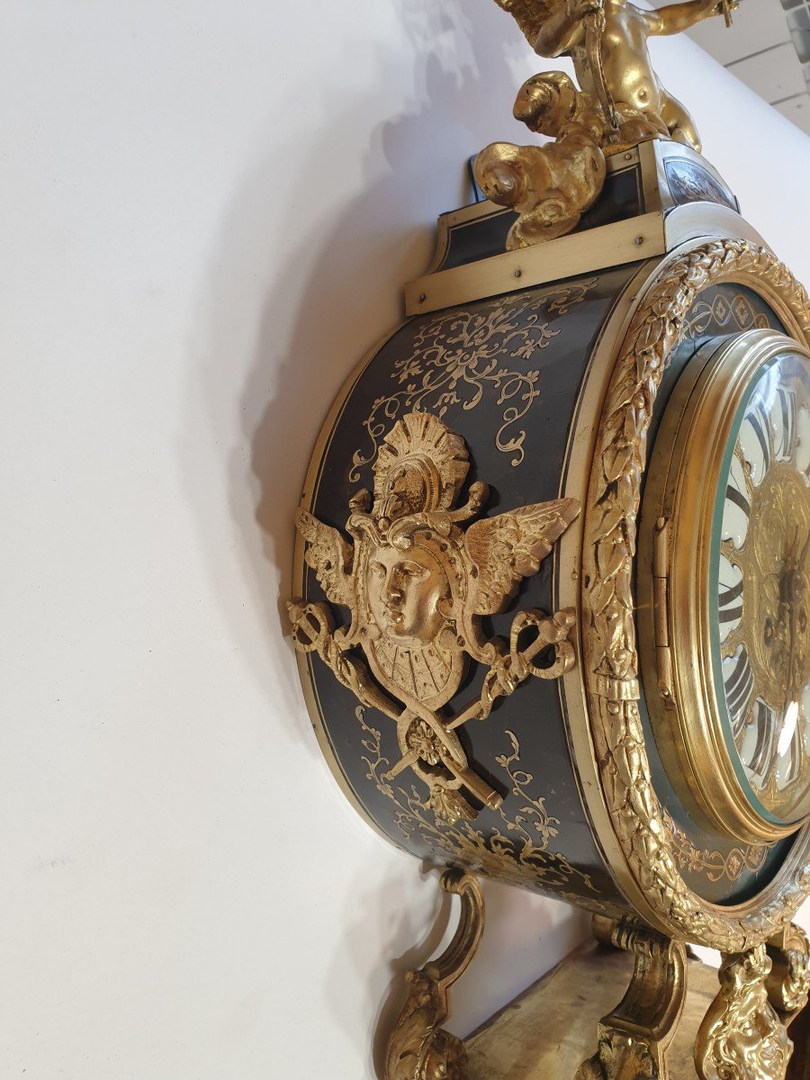 Boulle Wall Clock (bolle Clock) Regency Style, 19th Century. -photo-3