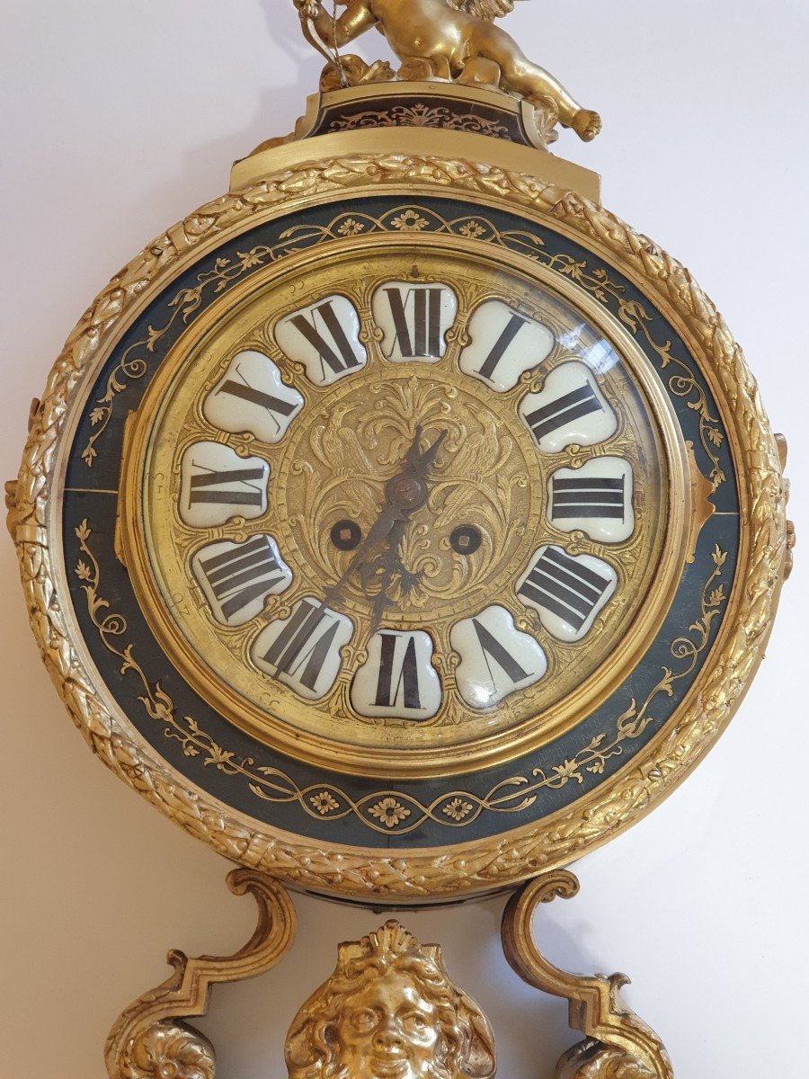Boulle Wall Clock (bolle Clock) Regency Style, 19th Century. -photo-2
