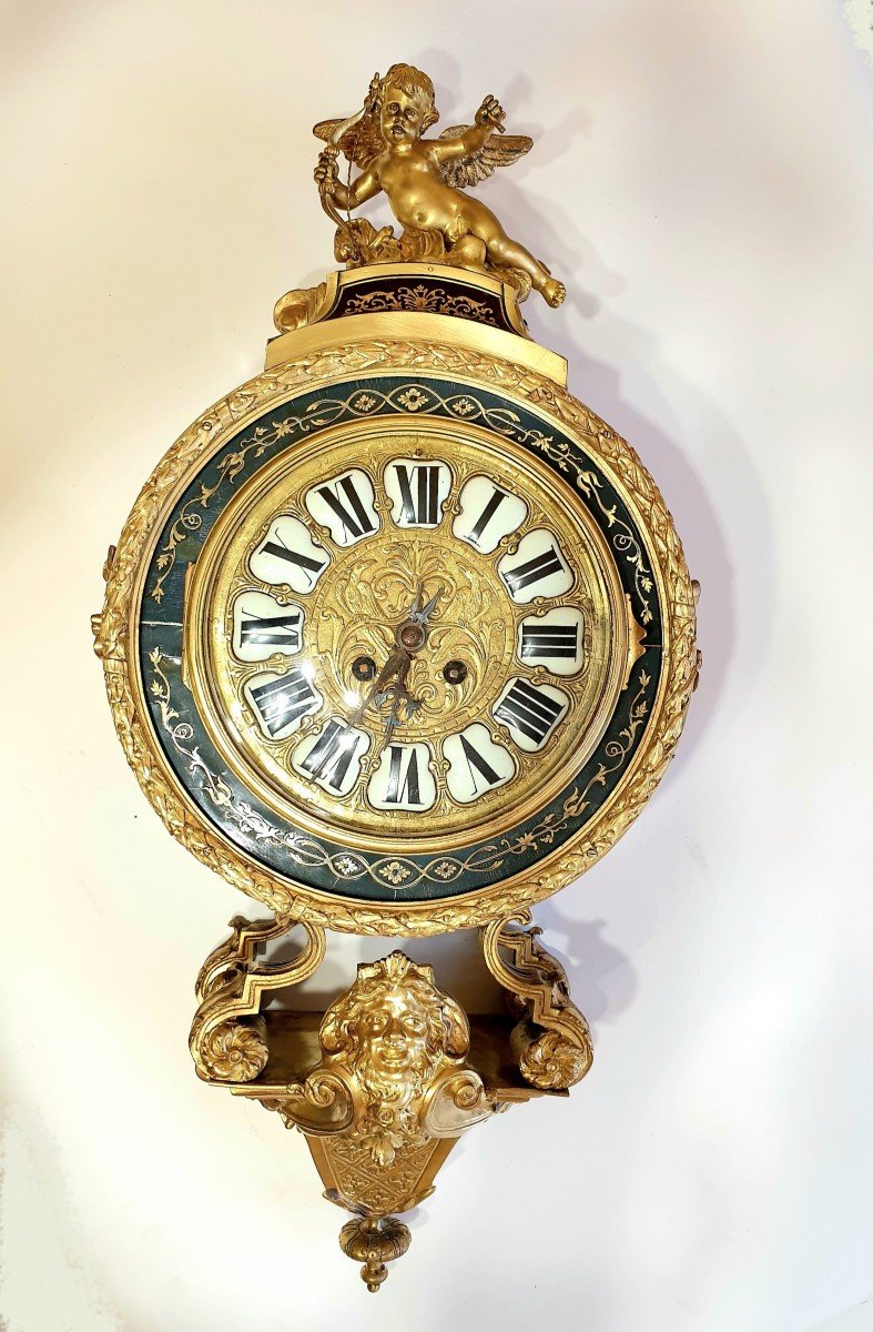 Boulle Wall Clock (bolle Clock) Regency Style, 19th Century. -photo-3