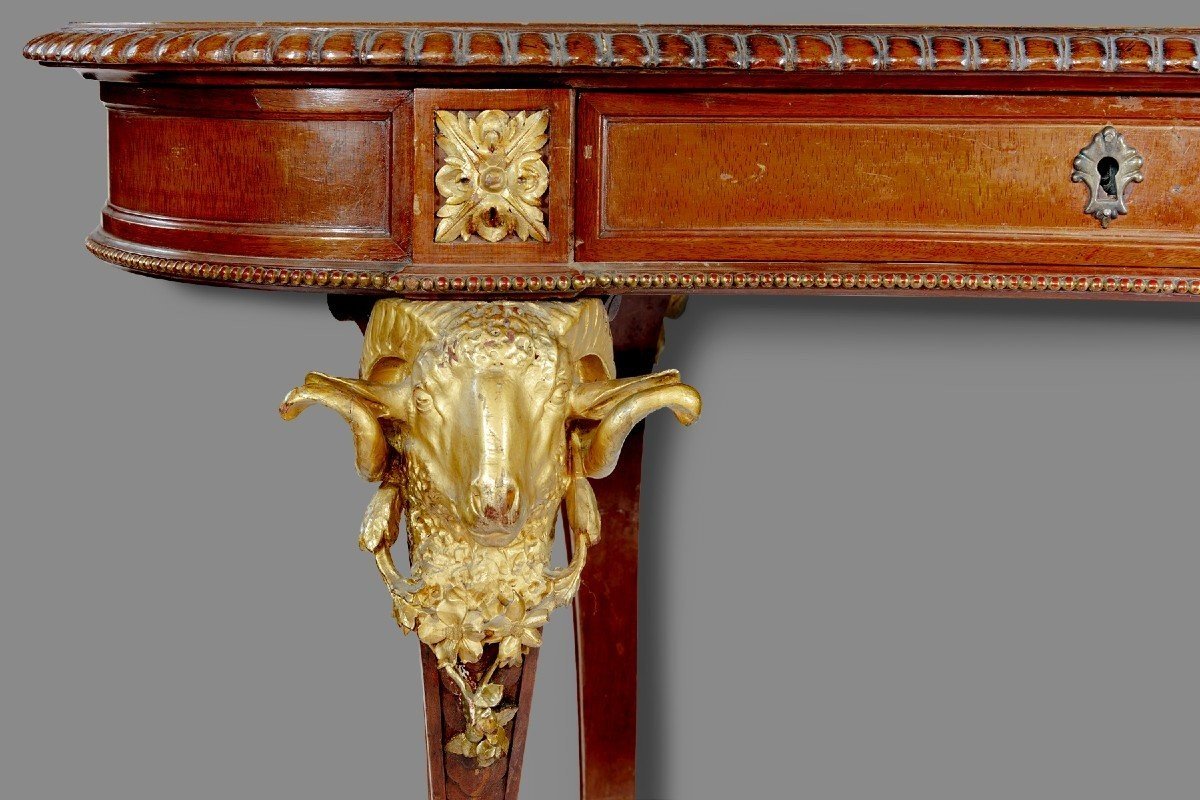 Kidney Shaped Desk Made At The End Of The 19th Century - Early 20th Century.-photo-3