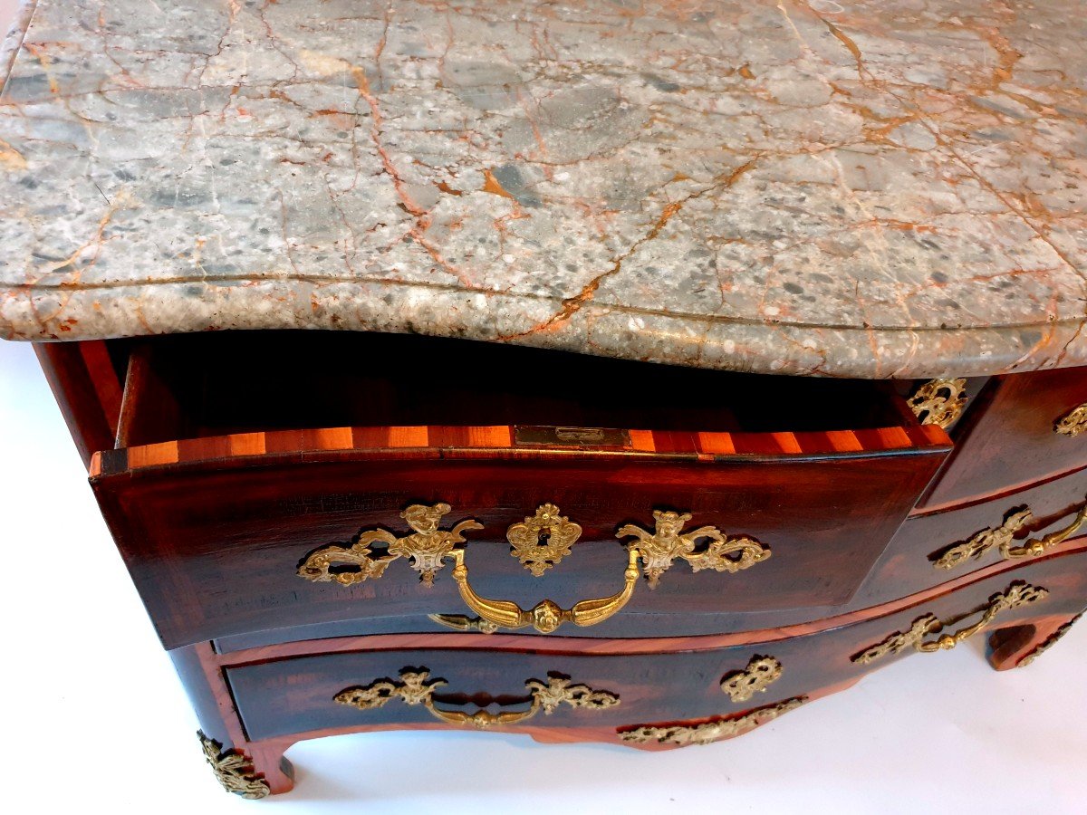 Louis XV / Regency Style Chest Of Drawers. Stamped Adrien Fleury (1721-1774). Paris.-photo-1