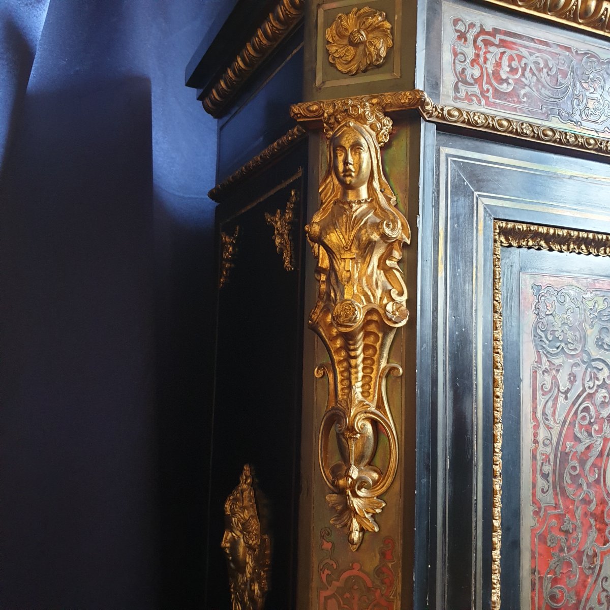  Cabinet Two Doors Marquetry Boulle Napoleon III.-photo-3