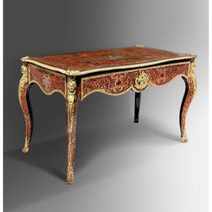 Large Boulle Desk From The Second Half Of The Nineteenth Century (under Restoration).