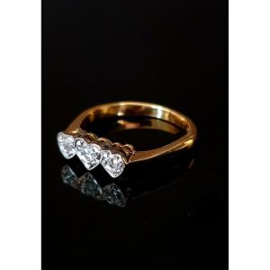 Ring With Three Natural Diamonds, In 18 Carat Gold.