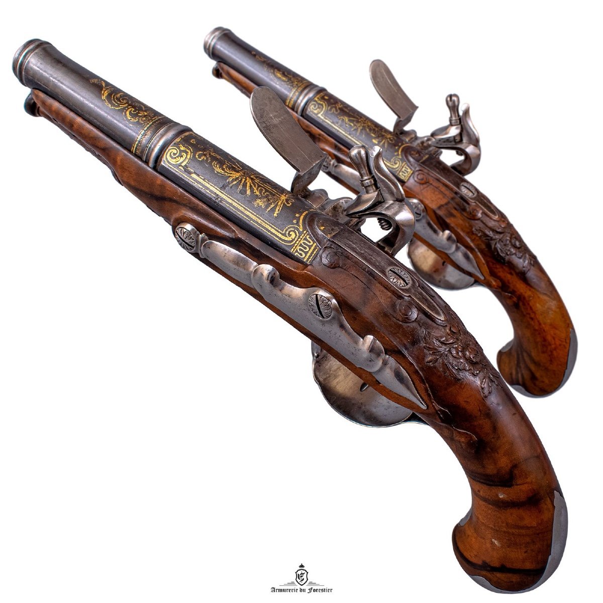 Proantic: Pair Of French Flintlock Officer Pistols