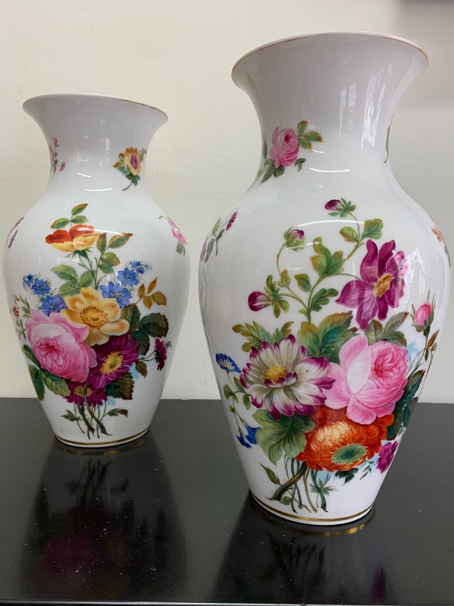 Jolie Paire De Vases Porcelaine De Paris -photo-2