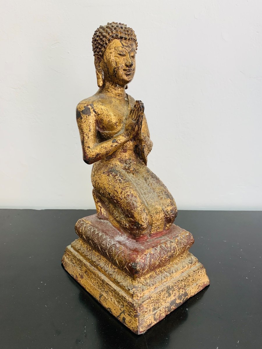 Thaïlande « Adorant »Bronze Doré-photo-2