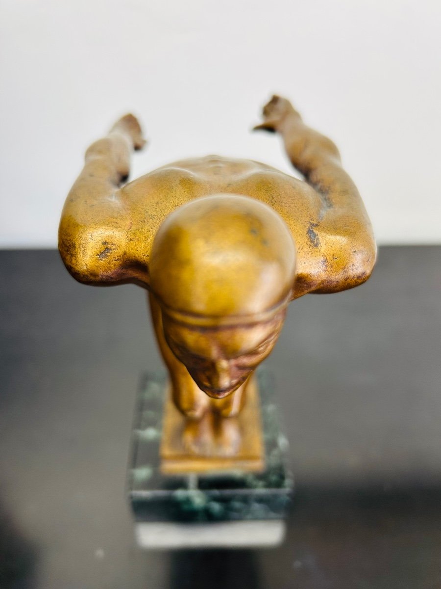 Rare Art Deco Bronze “the Swimmer”-photo-2