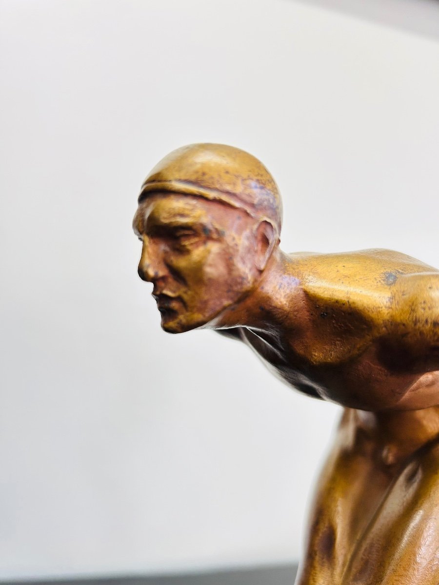 Rare Art Deco Bronze “the Swimmer”-photo-3