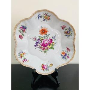 Dresden Porcelain Plate With Flower Decor 