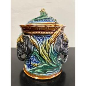 Barbotine Tobacco Pot “elephant Heads”