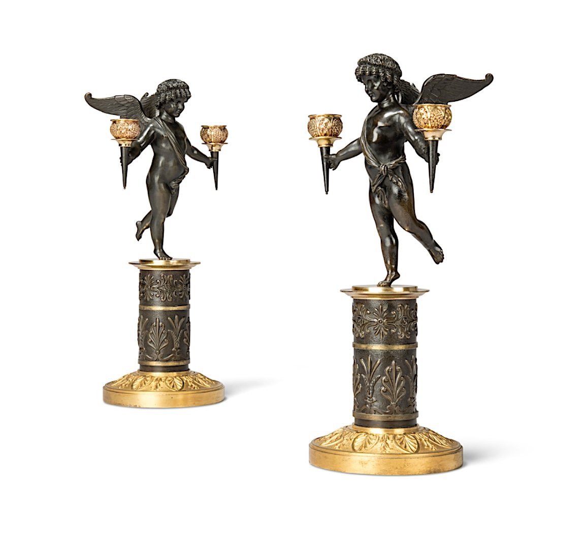 A Fine Pair Of Empire Gilt Bronze And Patinated  Candelabra-photo-2