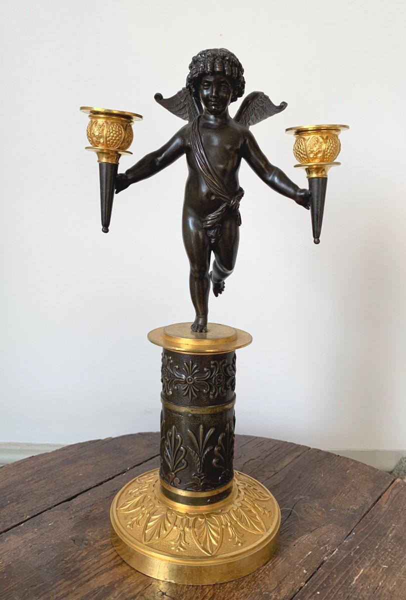 A Fine Pair Of Empire Gilt Bronze And Patinated  Candelabra-photo-1