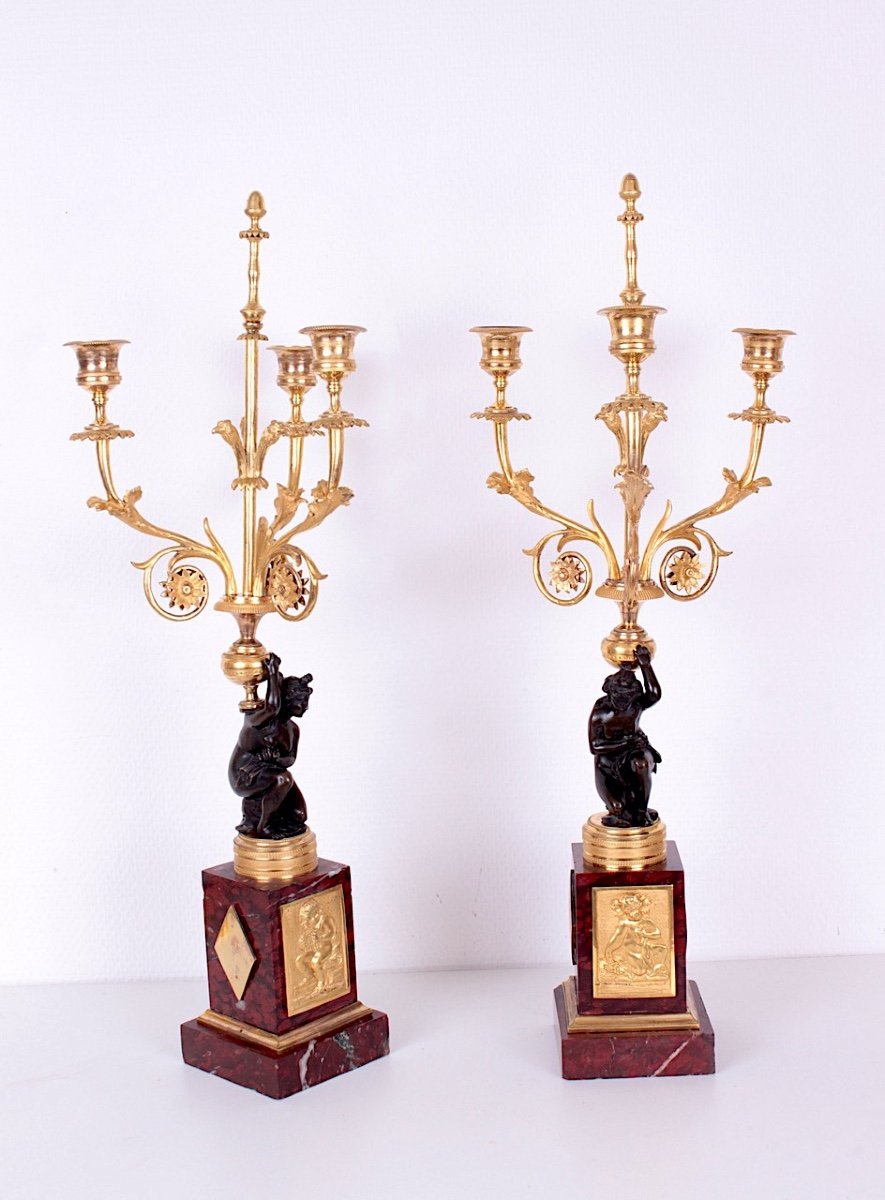 Paire De Candélabres D’epoque Directoire 