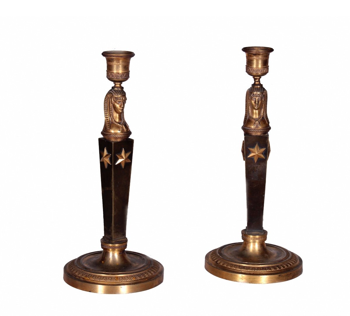 A Fine Pair Of Consulat - Empire  Candlesticks.